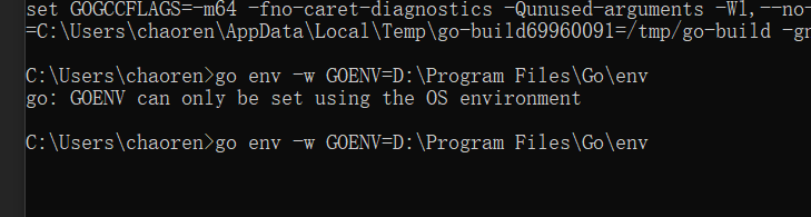 go: GOENV can only be set using the OS environment （解决方案）