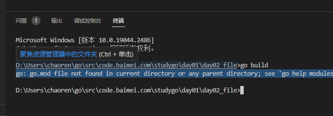 解决方案：go: go.mod file not found in current directory or any parent directory; see ‘go help modules’