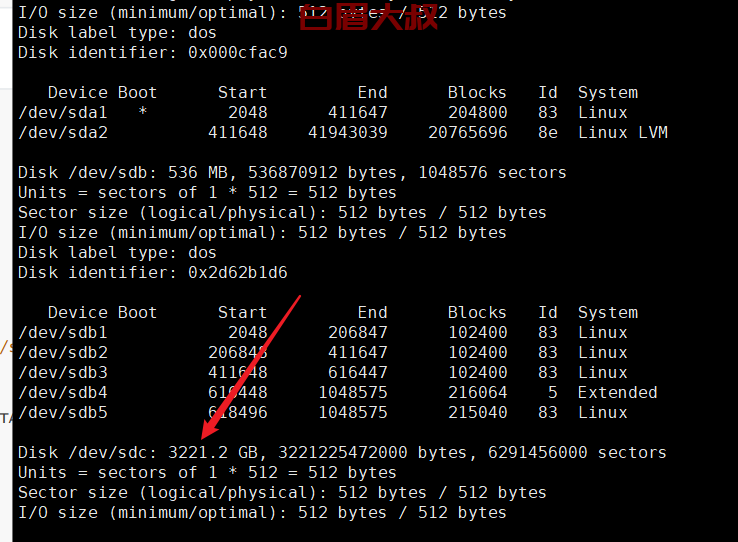 linux parted 命令 对大于2T的磁盘进行分区 GPT