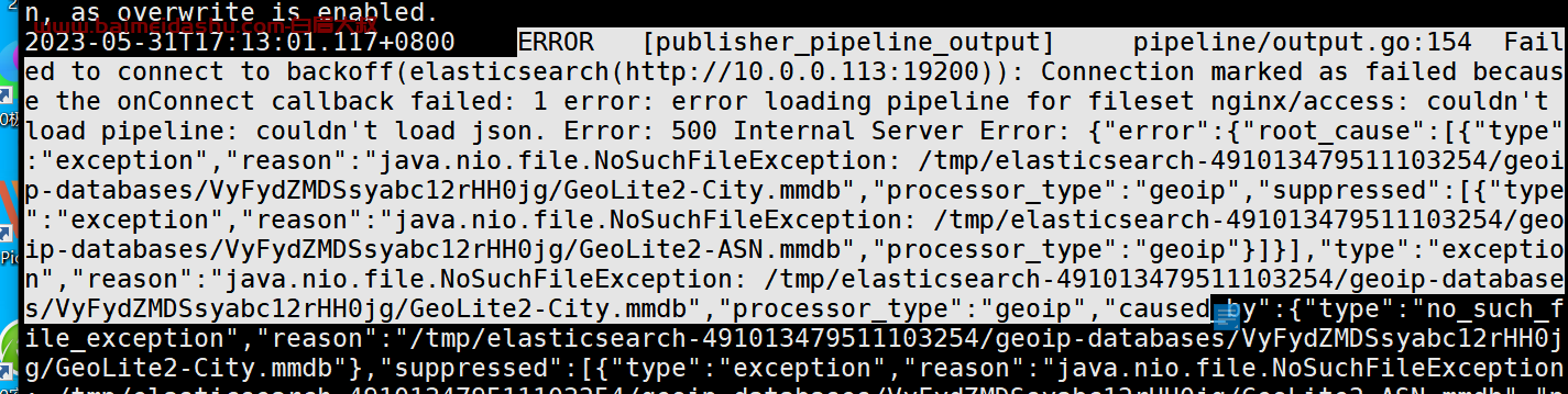 fileset nginx/access: couldn’t load pipeline: couldn’t load json