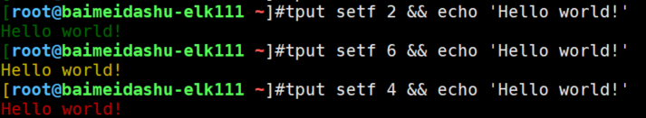 linux tput setf 命令- 更改文本的颜色