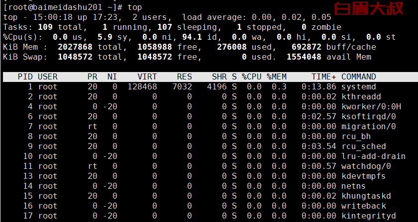 linux top 命令 查看当前的进程状态 动态 （top 汇总）