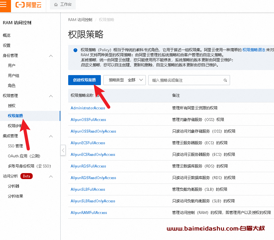 阿里云 RAM用户限制oss 访问
