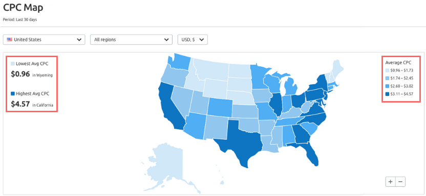 SEMrush CPC 地图