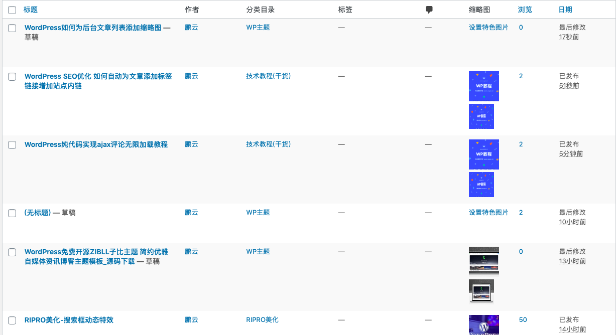 WordPress如何为后台文章列表添加缩略图?