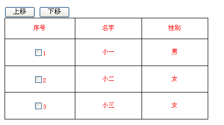 jquery实现列表上下移动功能