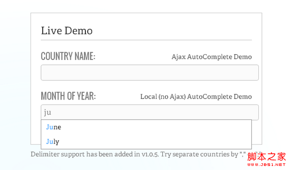 jQuery的Ajax的自动完成功能控件简要说明