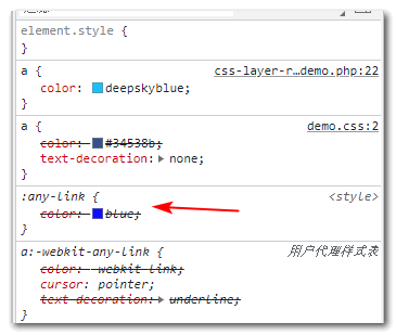 链接元素的优先级示意