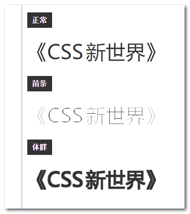 文字加粗和变细效果