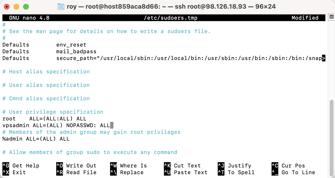 User Privilege Specification