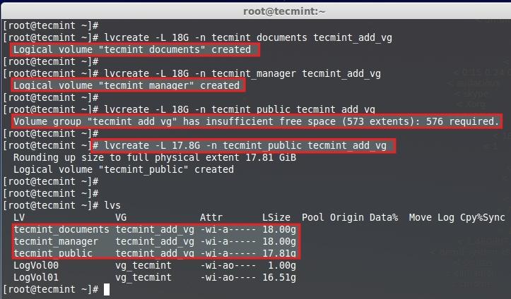 Verify Created Logical Volumes