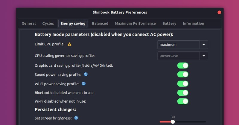 在 Ubuntu 中使用 Slimbook Battery Optimizer 切换电源模式