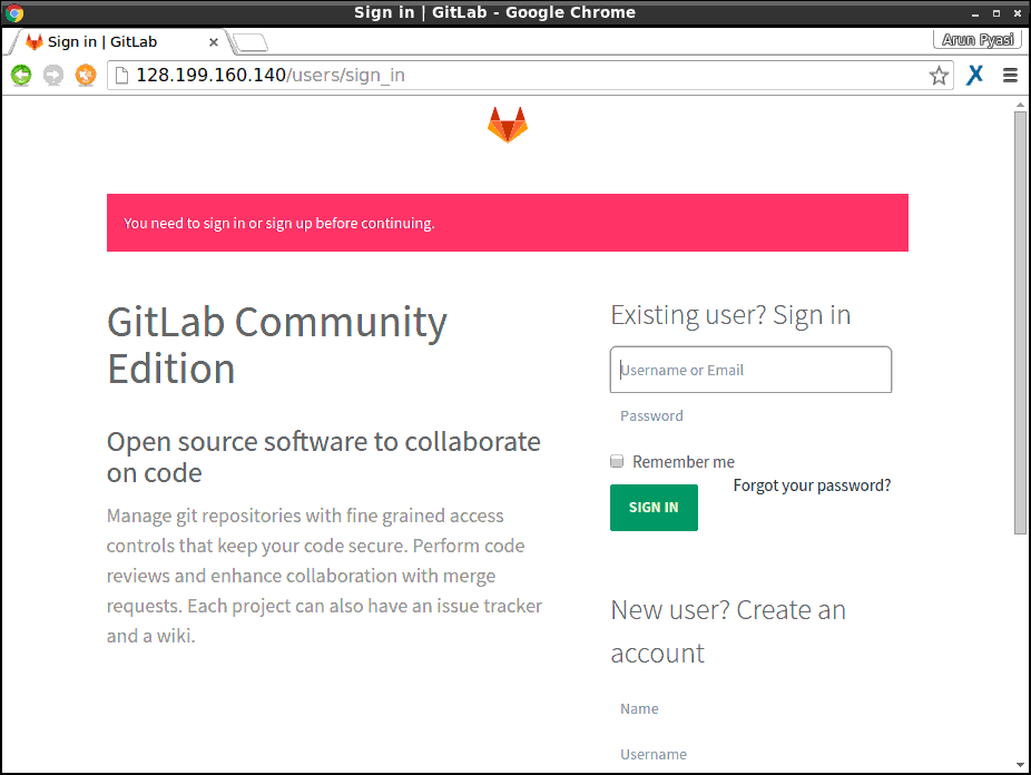 Gitlab Login Screen