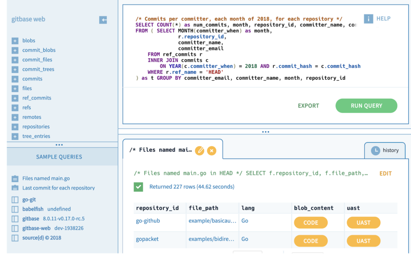 Gitbase：使用 SQL 探索 Git 仓库