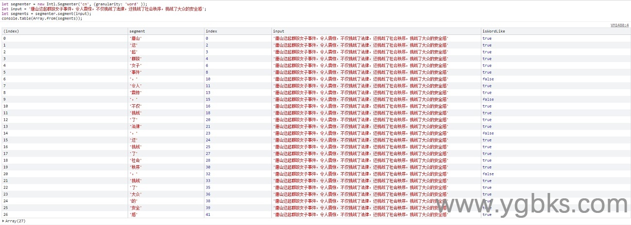 浏览器JavaScript原生中文分词